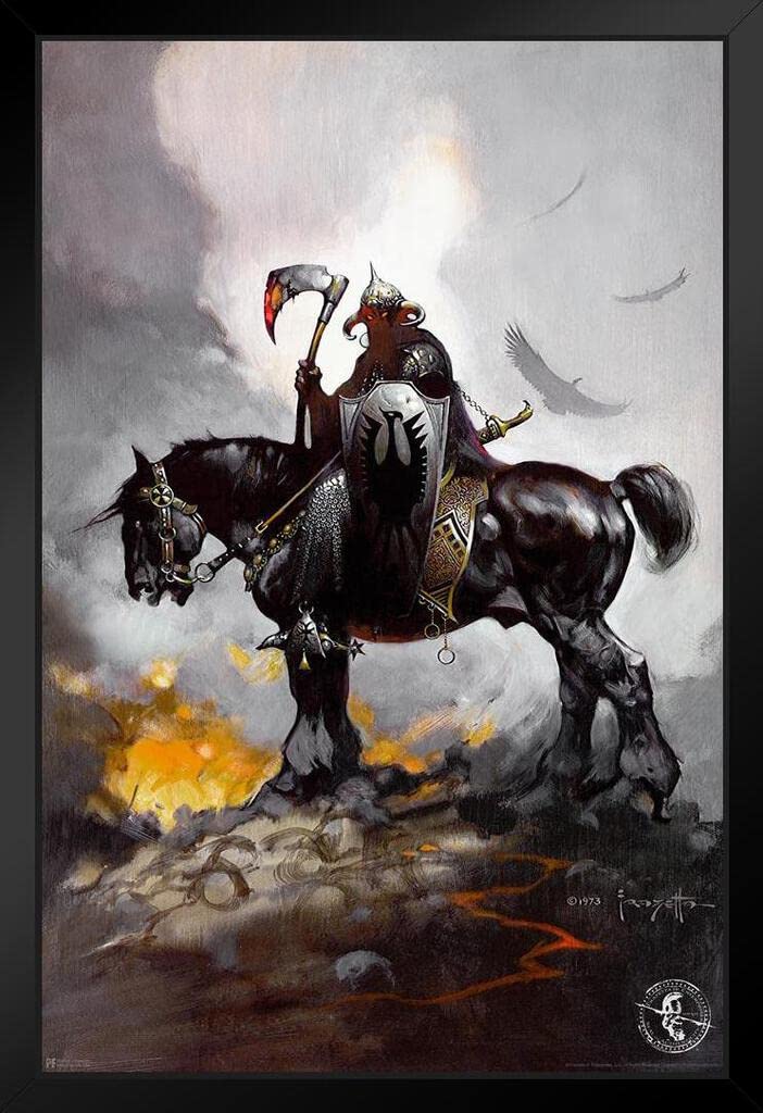 JDILLA RUFF DRAFT ポスター フレーム付き Amazon.com: Death Dealer by Frank Frazetta Poster Viking On Horse